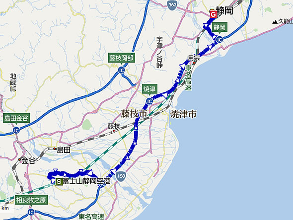静岡空港からのアクセスマップ